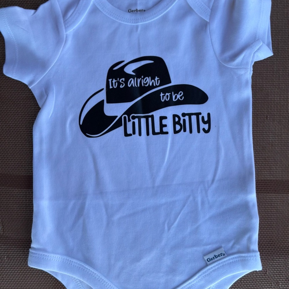 Gerber White Onesie with Black Cowboy Hat Design